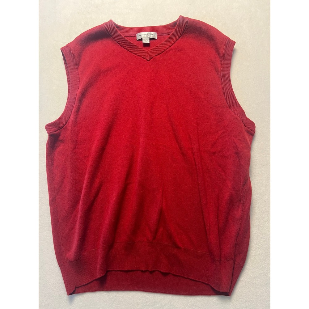 Cypress Links XL Sweater Vest Preppy Classic Red V-Neck Cotton Knit Academia Y2K